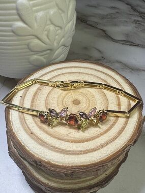 Colorful Gemstone laminated over stainless steel Bracelet